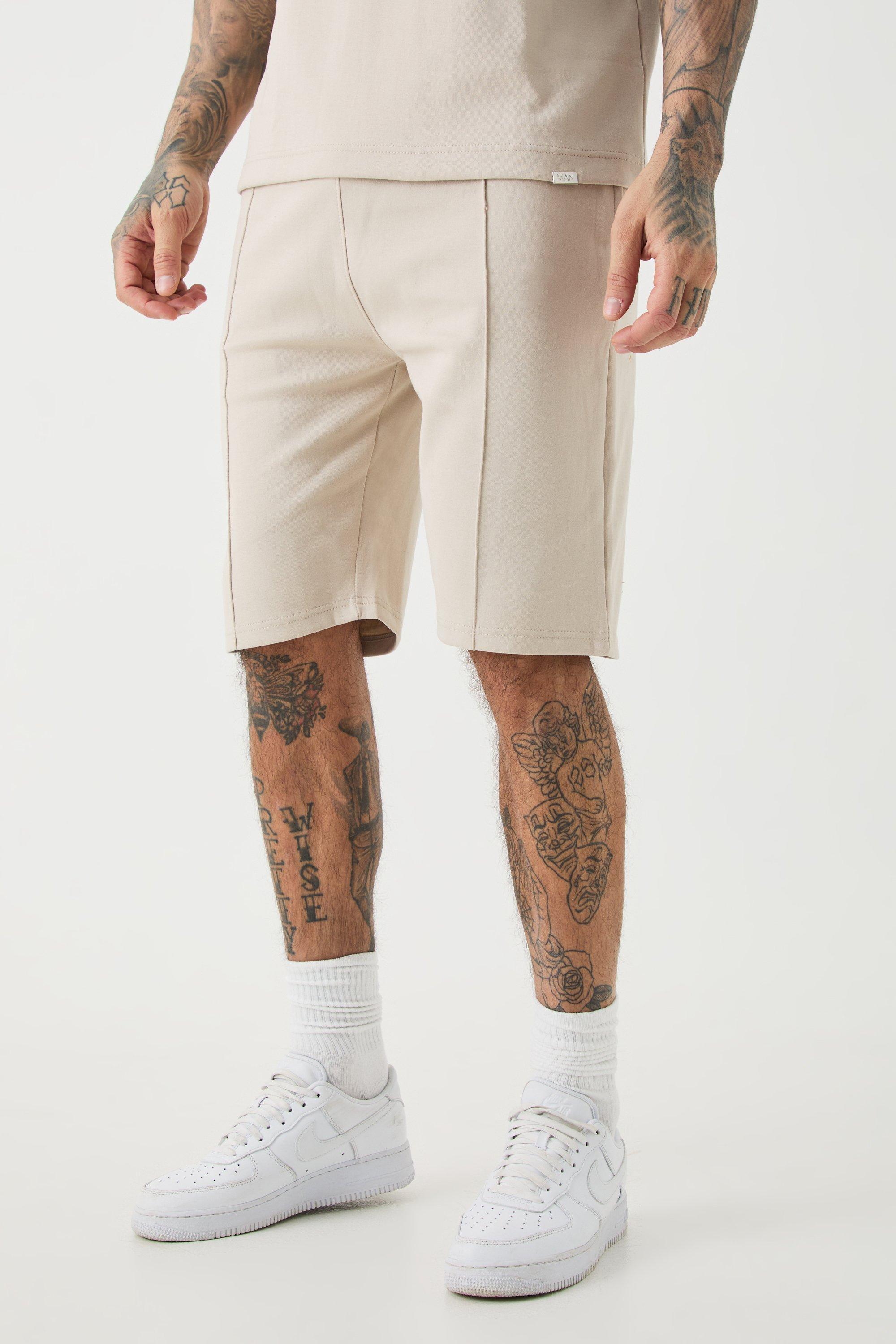 Tall Slim Interlock Pintuck Short | boohooMAN USA Product Image