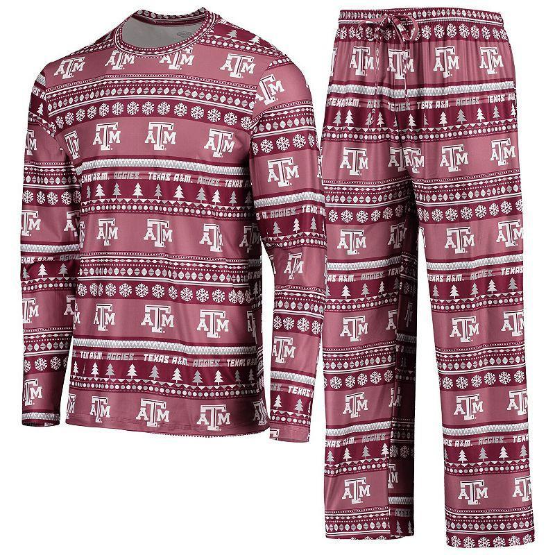 Mens Concepts Sport Maroon Texas A&M Aggies Ugly Sweater Long Sleeve T-Shirt and Pants Sleep Set Red Product Image