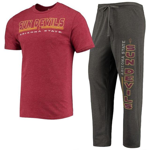 Mens Concepts Sport Heathered Charcoal/Maroon Arizona State Sun Devils Meter T-Shirt & Pants Sleep Set Product Image