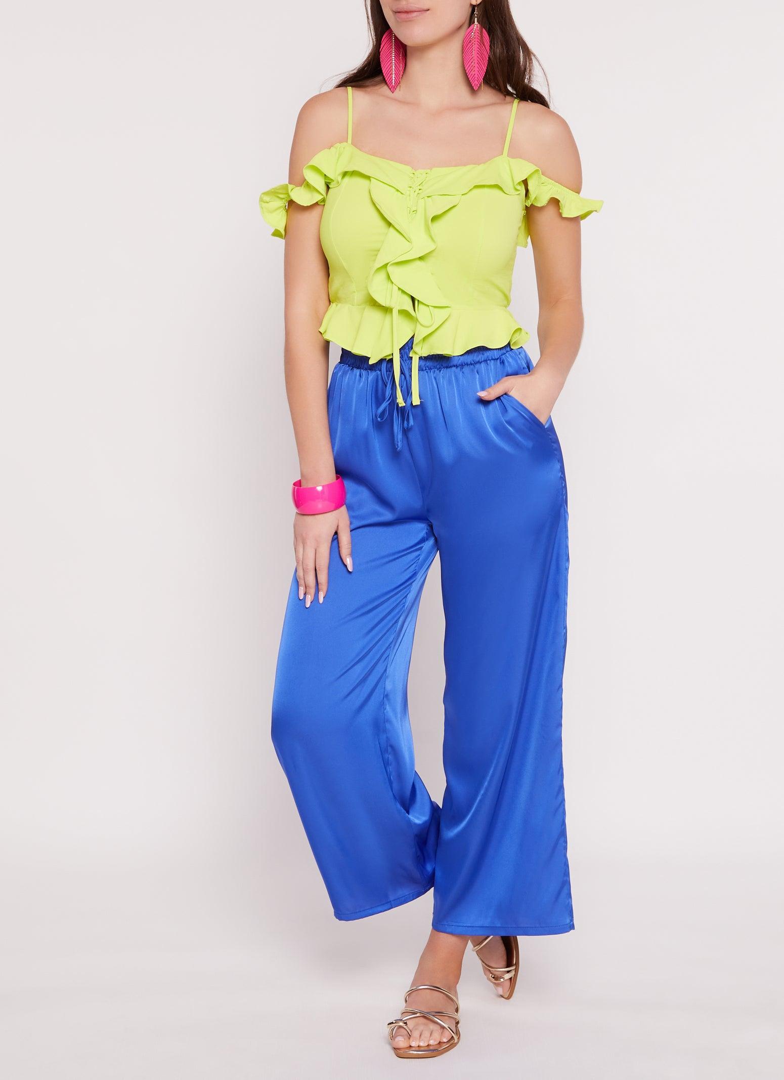 Womens Satin High Waist Palazzo Pants Product Image