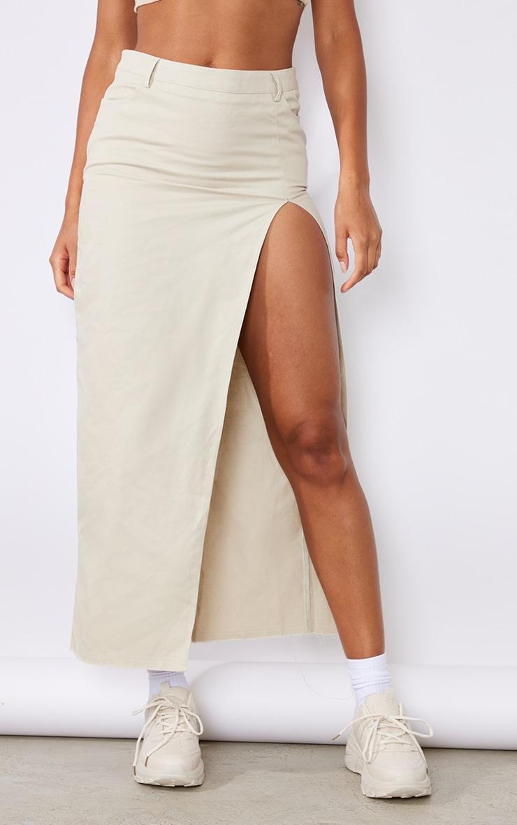 Stone Twill Split Thigh Midaxi Skirt product image