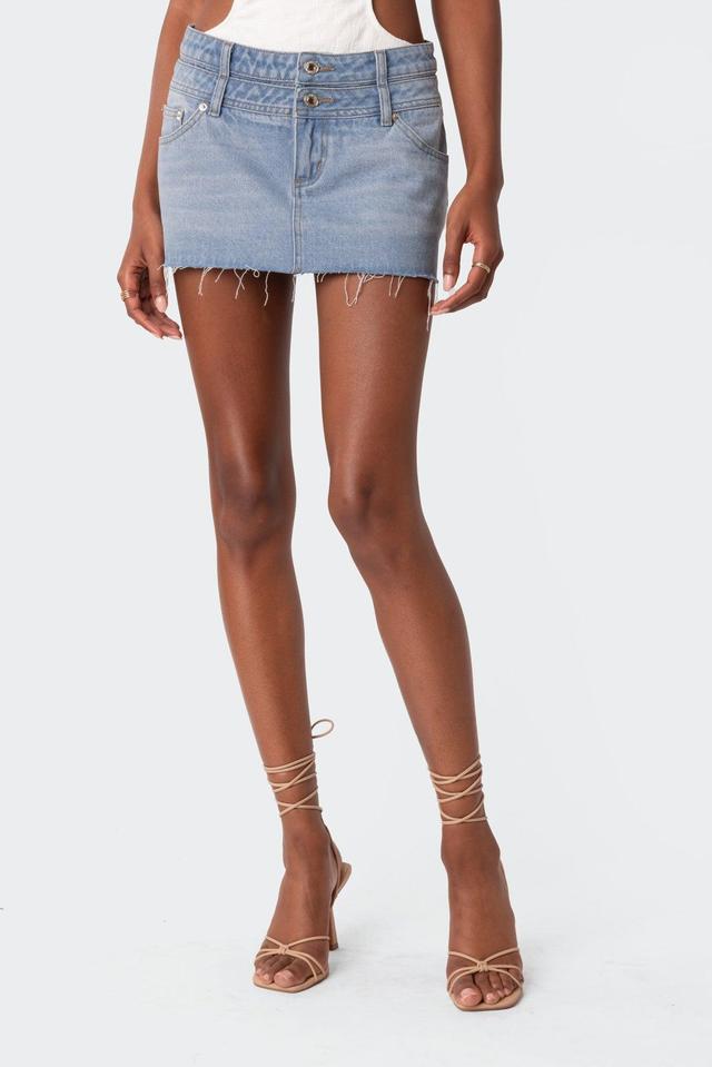 Double Waist Denim Mini Skirt Product Image