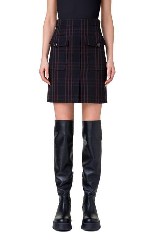 Akris Windowpane Plaid Virgin Wool Skirt Product Image