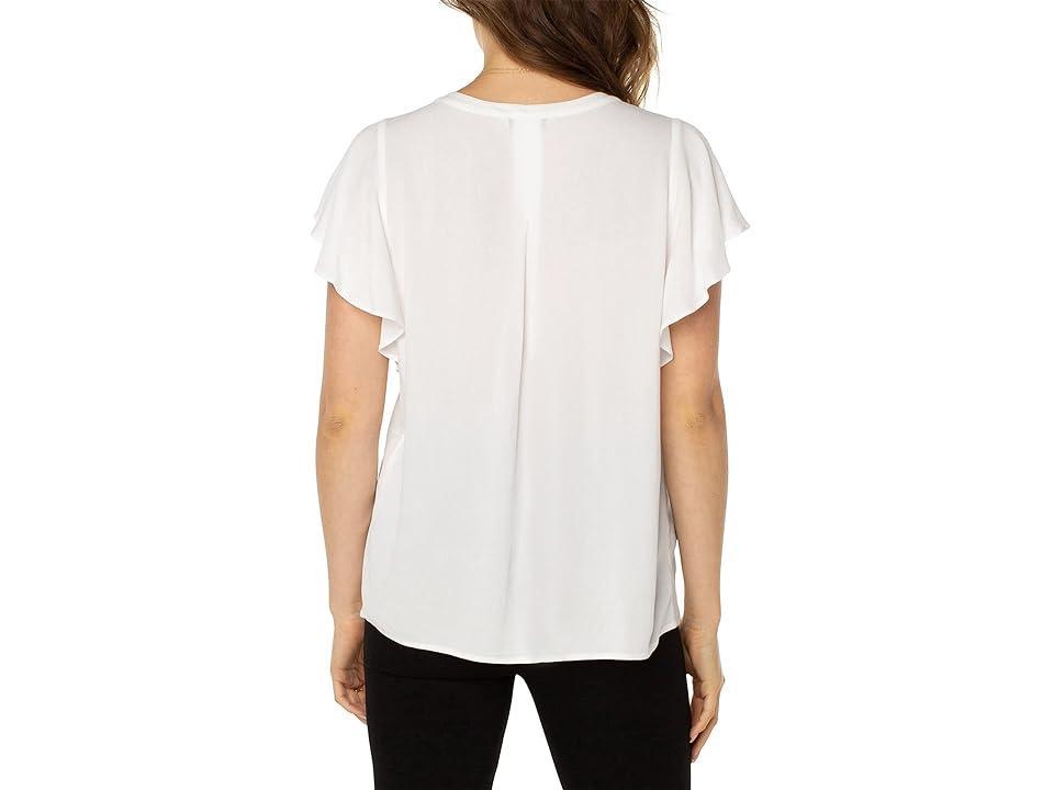 Liverpool Los Angeles Pintuck Flutter Sleeve Crepe Top Product Image