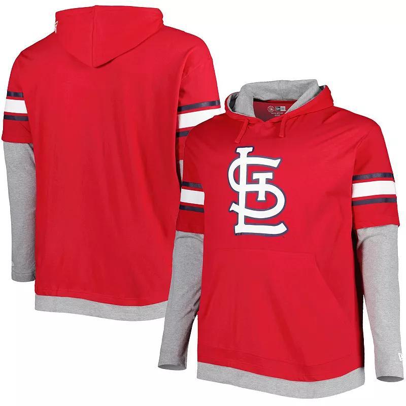 Mens New Era Red St. Louis Cardinals Big and Tall Twofer Pullover Hoodie Product Image