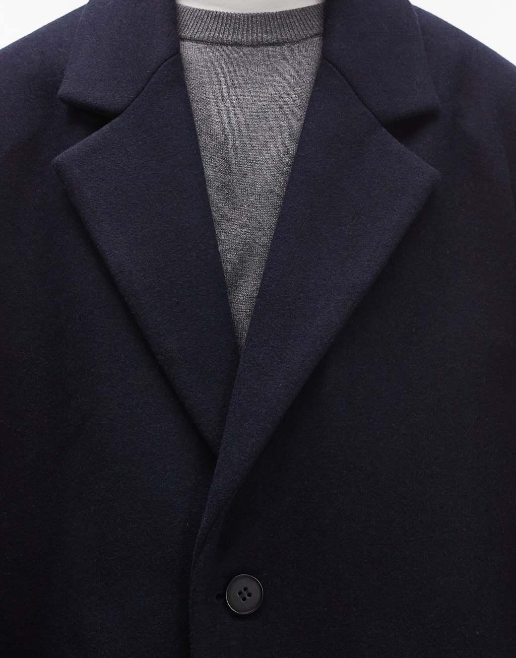 Topman single breasted overcoat in navy Product Image