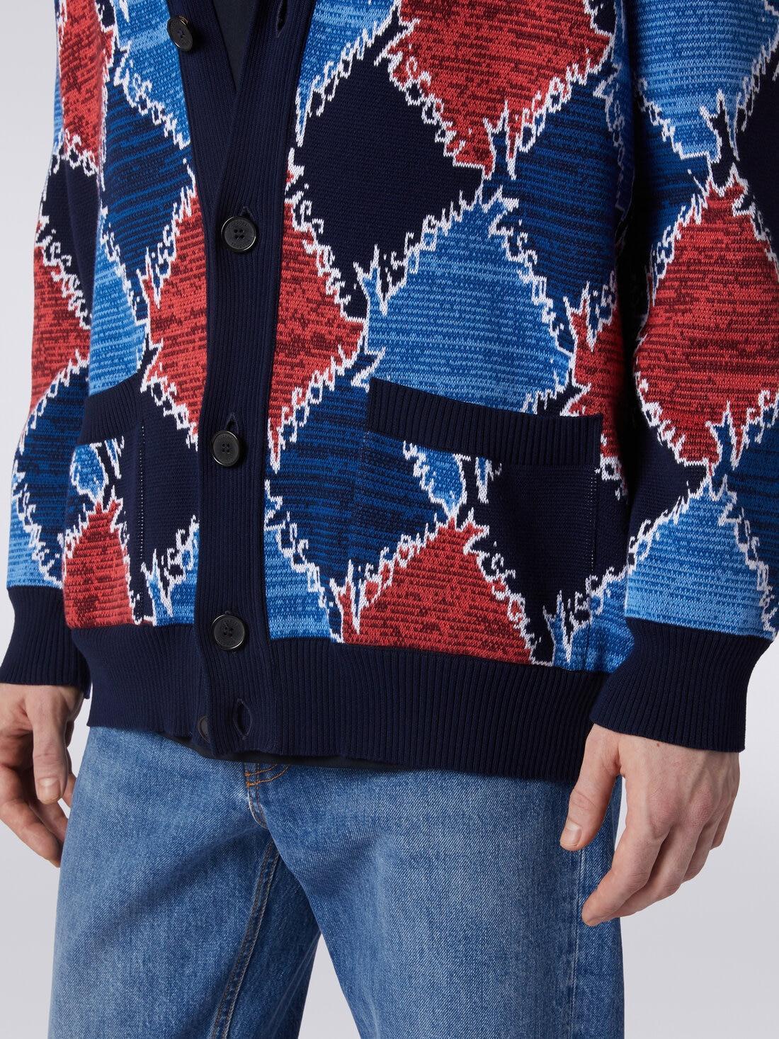 Cardigan in diamond cotton with logo lettering Multicoloured | Missoni product image