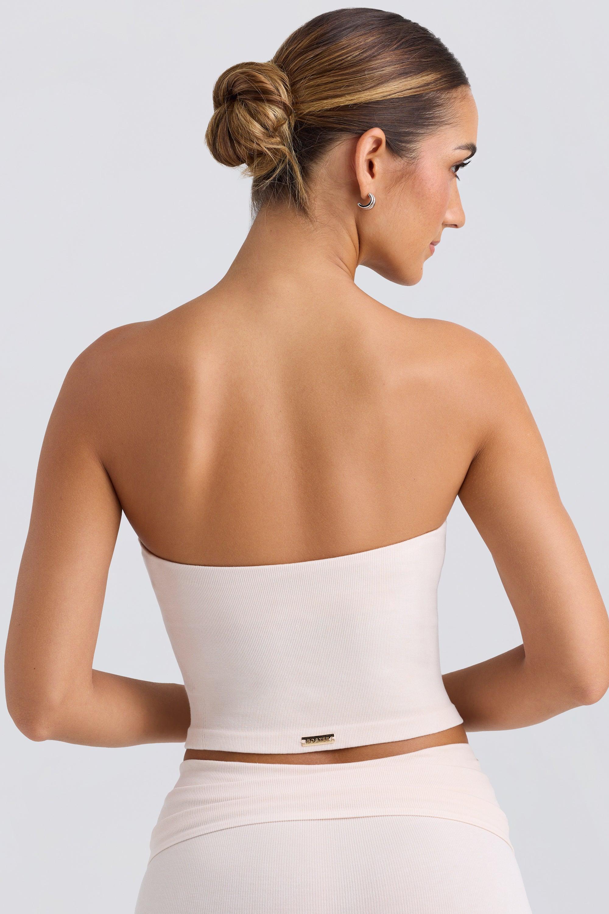 Bandeau Crop Top in Washed Cream Product Image