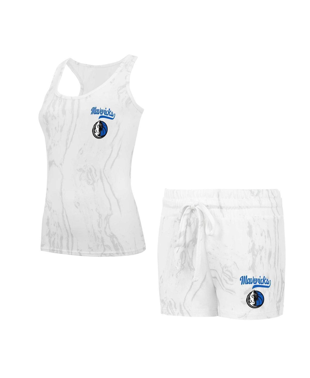 Concepts Sport Womens White Dallas Mavericks Quartz Tank Top Shorts Set - White Product Image