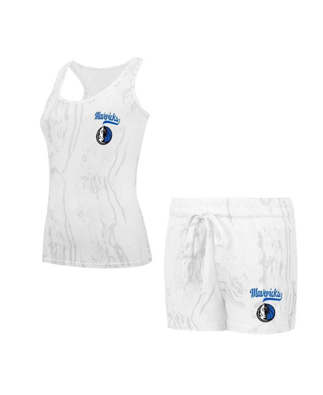 Concepts Sport Womens White Dallas Mavericks Quartz Tank Top Shorts Set - White Product Image