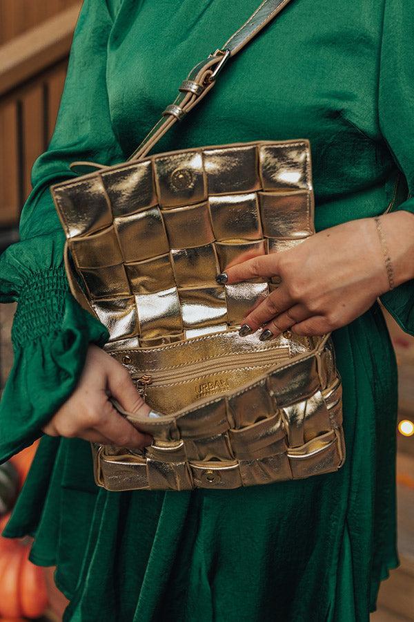 Guest To Impress Faux Leather Crossbody In Gold Product Image