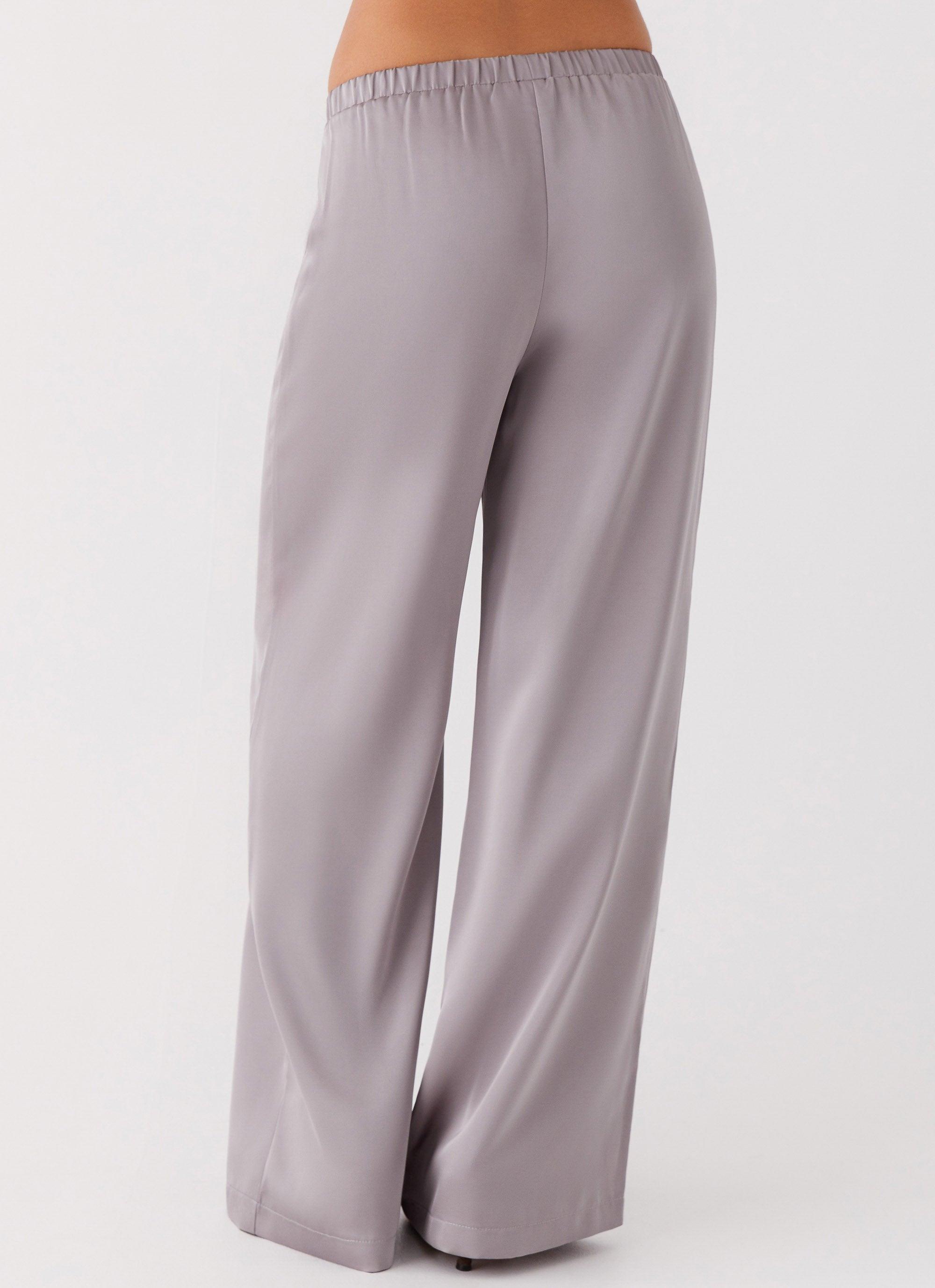 Palm Cove Satin Pants - Grey Product Image