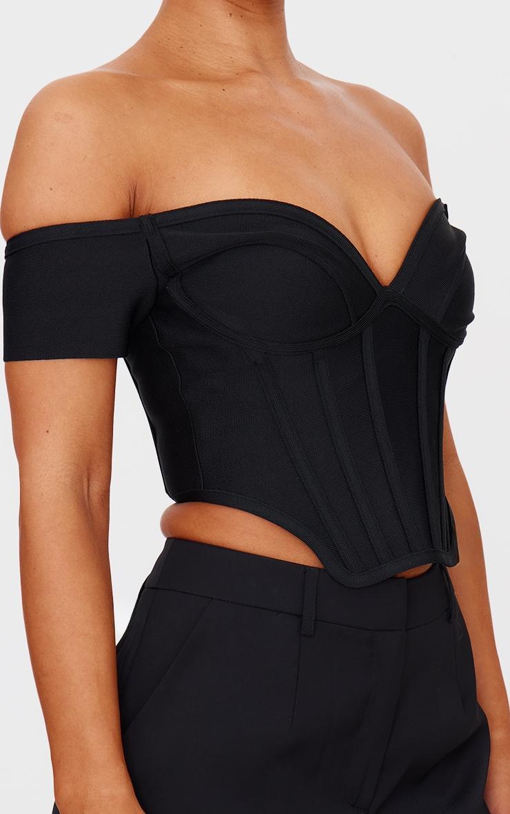 Black Bandage Dip Hem Bust Cup Bardot Corset Product Image