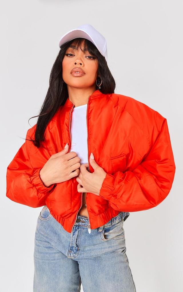 Red Oversized Bomber Jacket Product Image