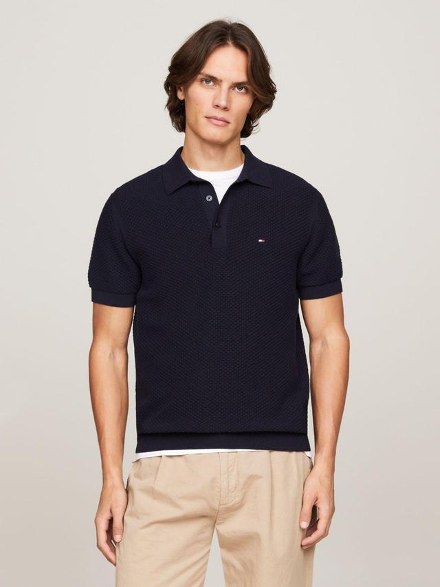 Tommy Hilfiger Men's Textured Knit Polo Sweater Product Image