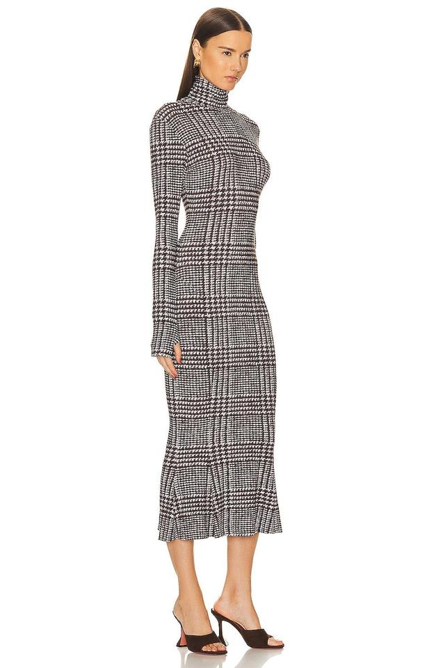 Womens Plaid Tweed Long-Sleeve Turtleneck Fishtail Dress Product Image