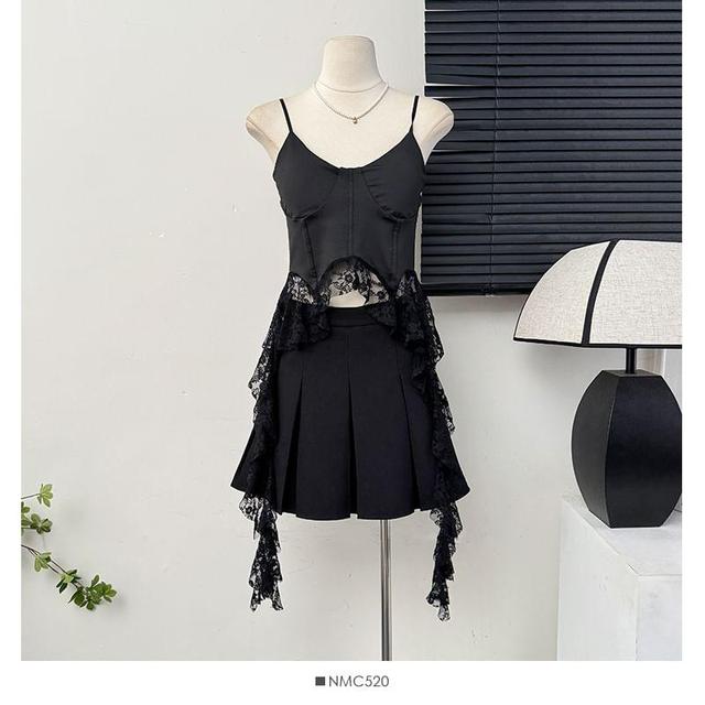 Asymmetrical Lace-Trim Bustier Top Product Image