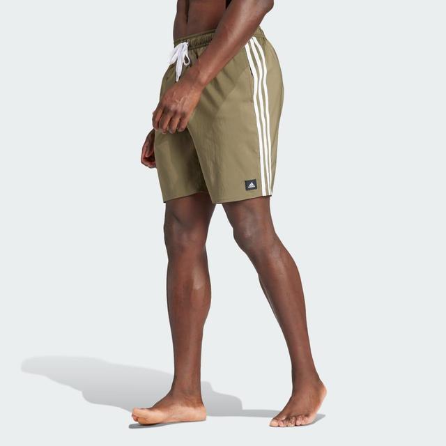 adidas Mens adidas Future Icons 3-Stripes Classic Swim Shorts - Mens White/Olive Strata Product Image