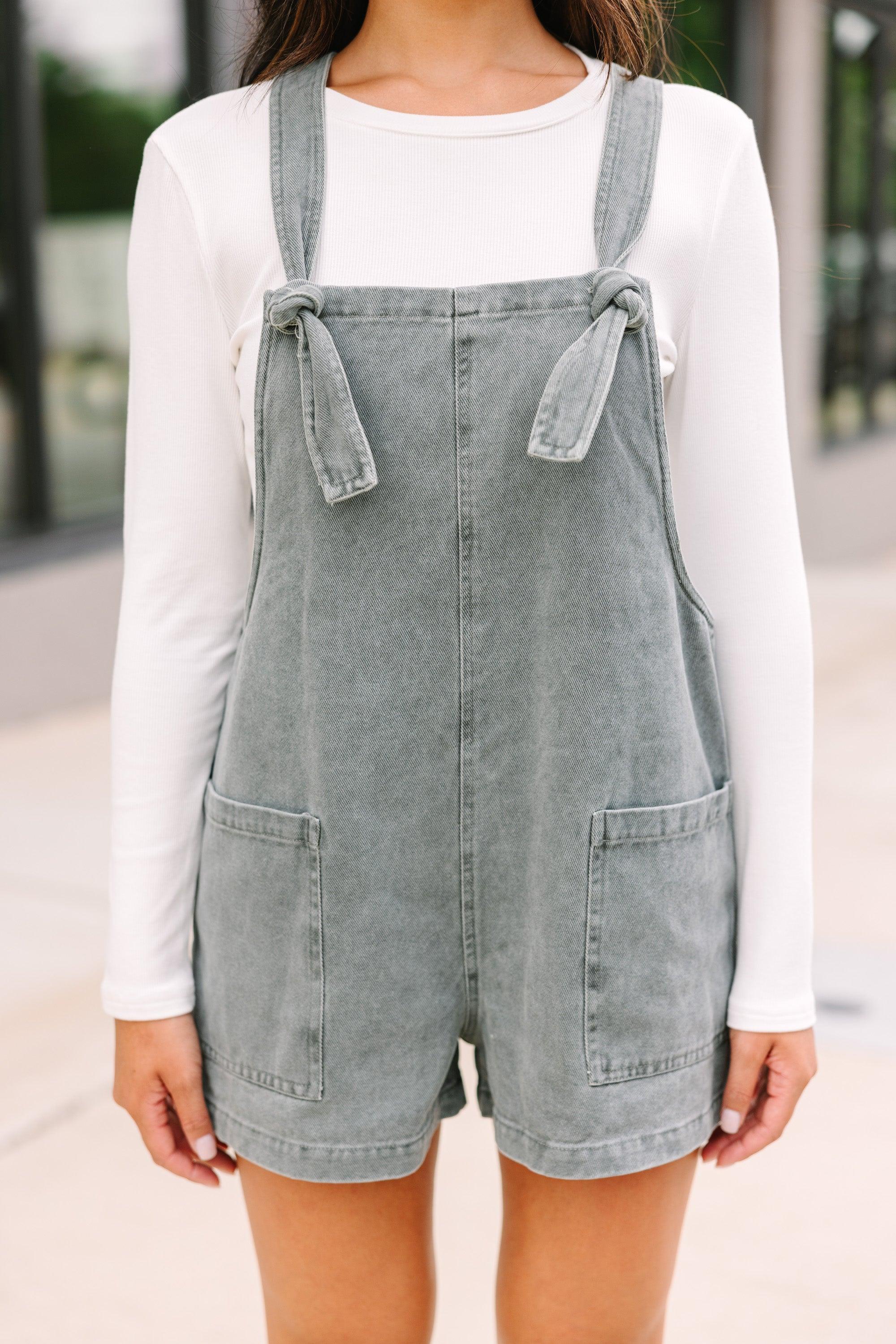 All You Can See Gray Denim Overalls Female Product Image