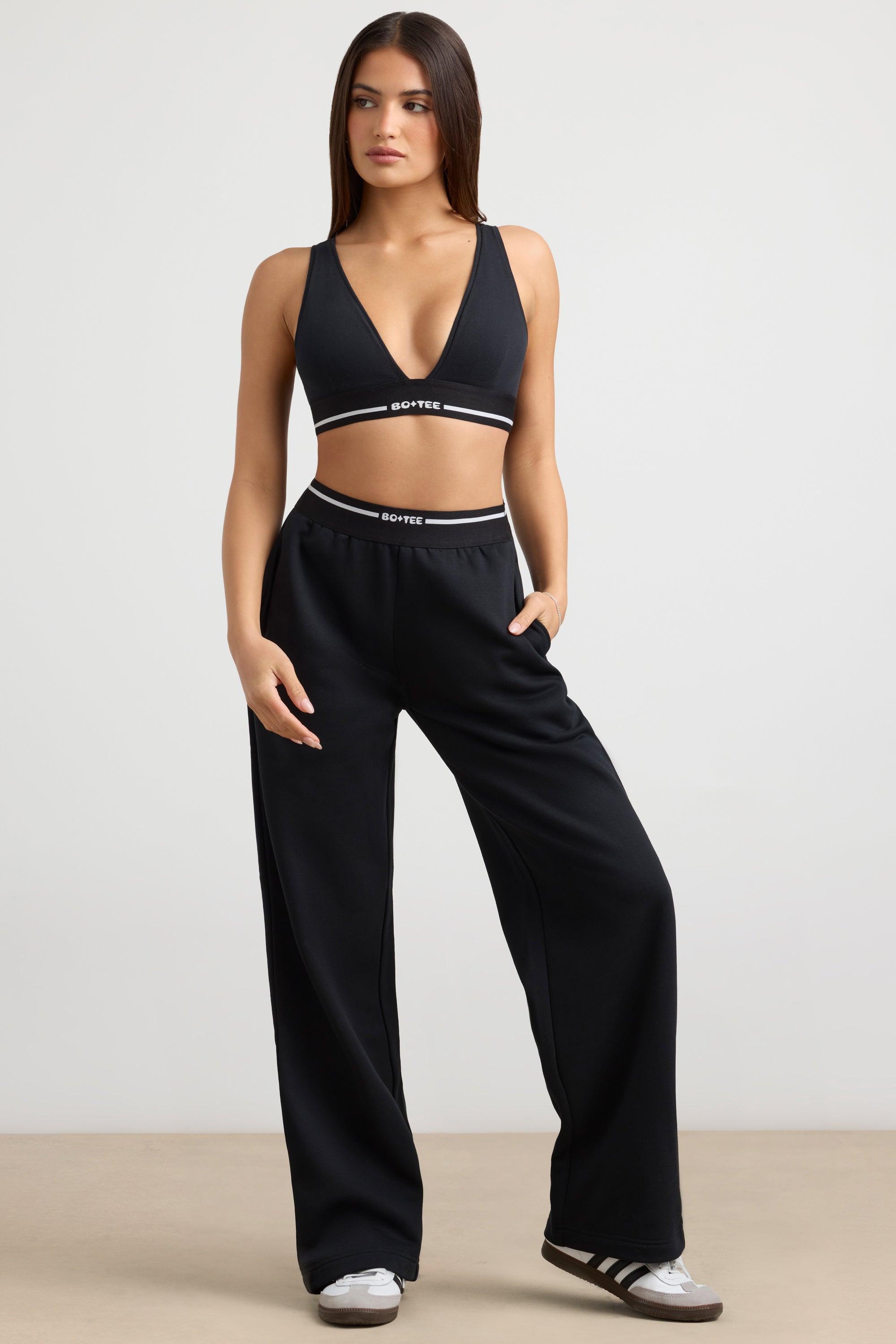 High-Waist Straight-Leg Joggers in Black Product Image