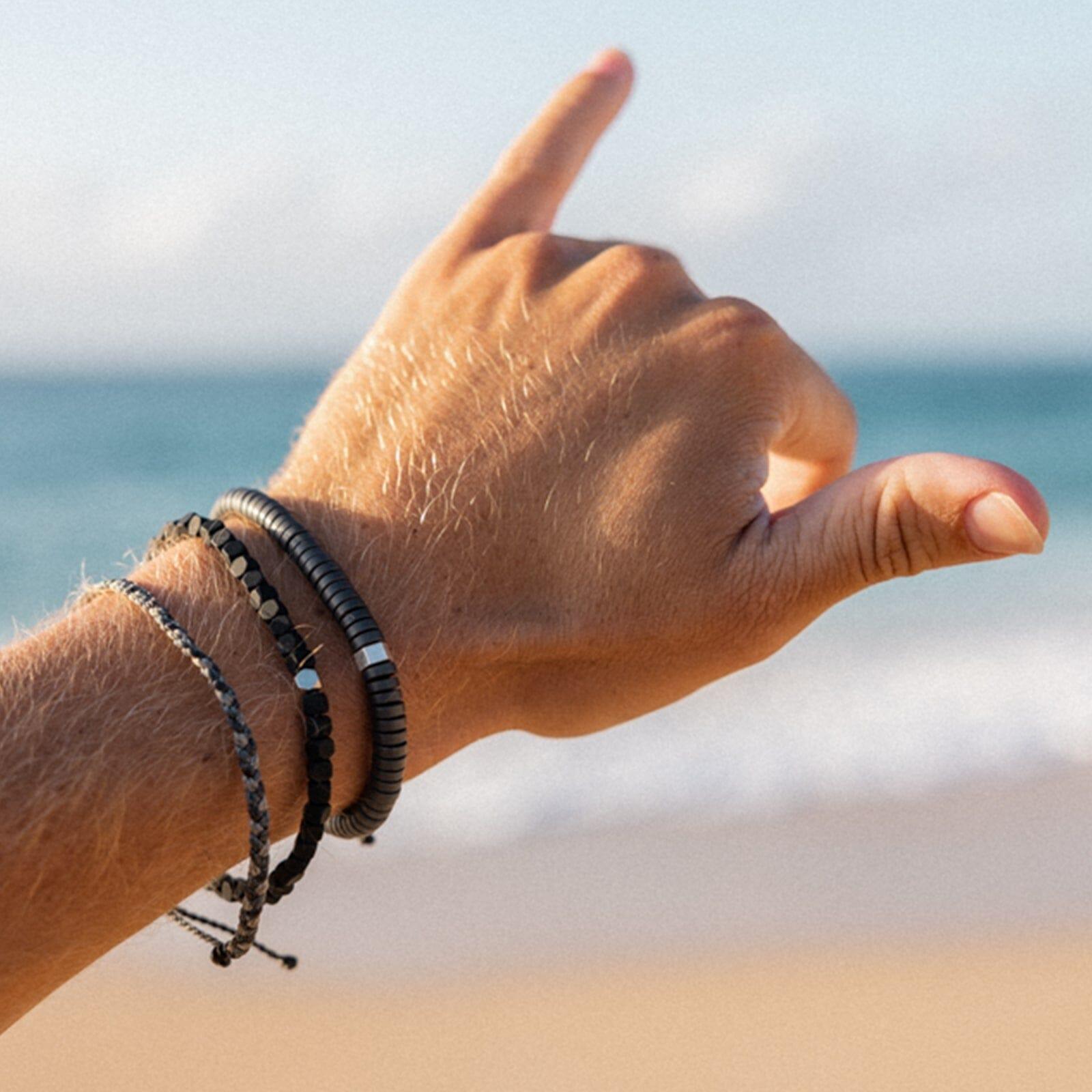 Men's Coated Hematite Stretch Bracelet Product Image