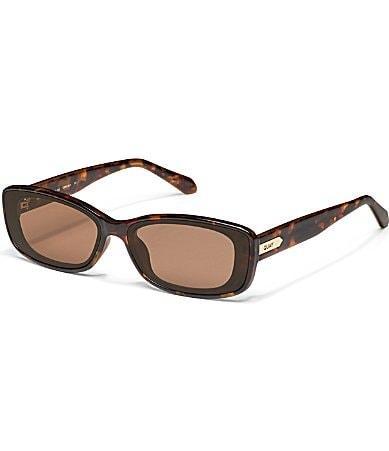 Quay Australia Womens Vibe Check 35mm Tortoise Rectangle Sunglasses Product Image