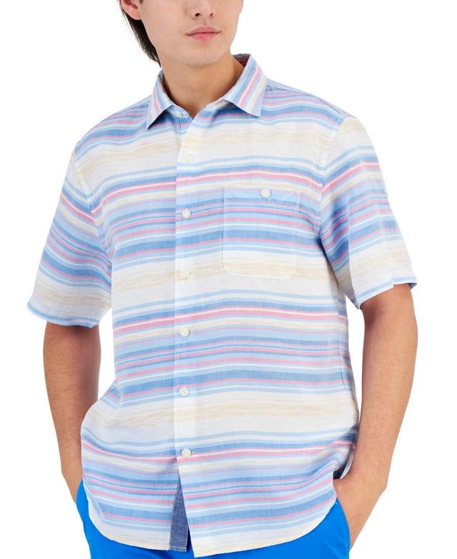 Tommy Bahama Mens Cloud Nine Short-Sleeve Striped Button-Front Shirt Product Image