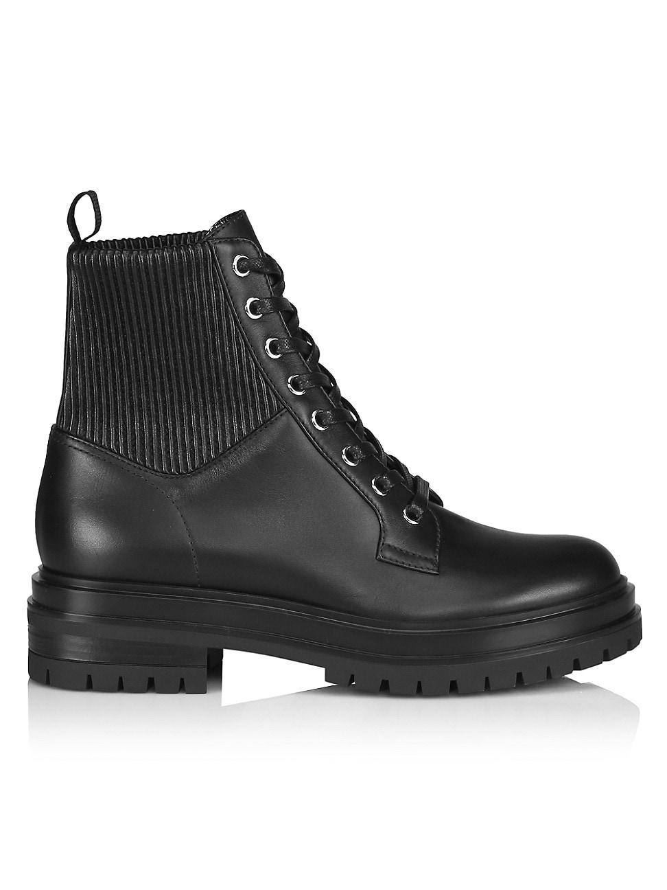 Womens Martis Rib-Knit Leather Combat Boots product image