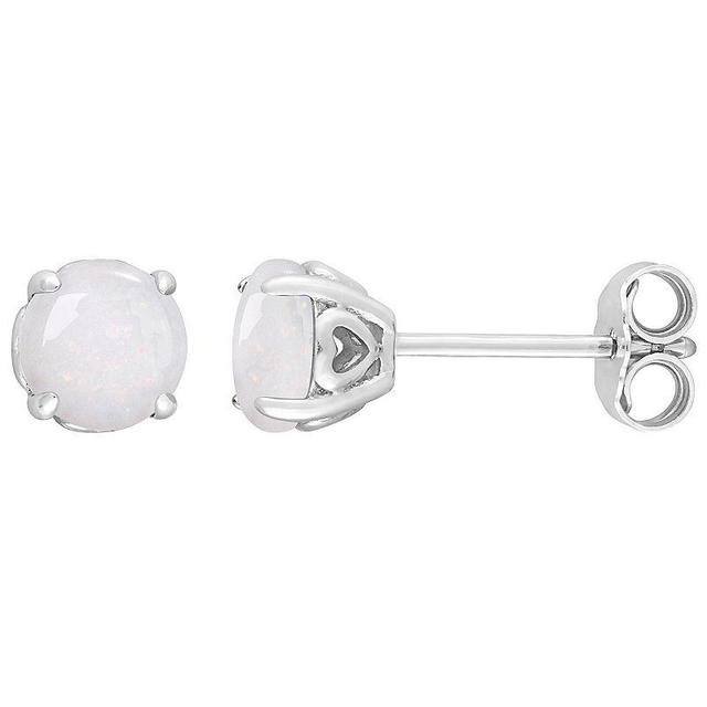 Stella Grace Sterling Silver & Gemstone Round Stud Earrings, Womens, White Product Image