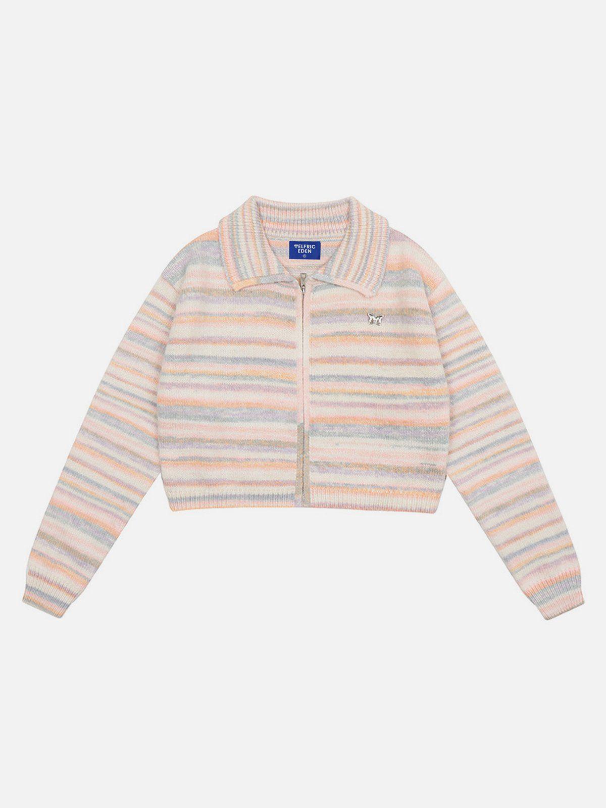 Striped Zip Up Cardigan Female Product Image