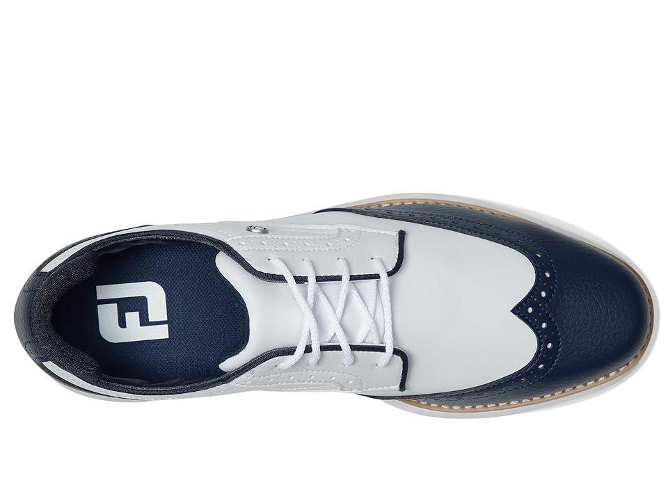 FootJoy Traditions Shield Tip Golf Shoes Navy/White) Women's Golf Shoes Product Image