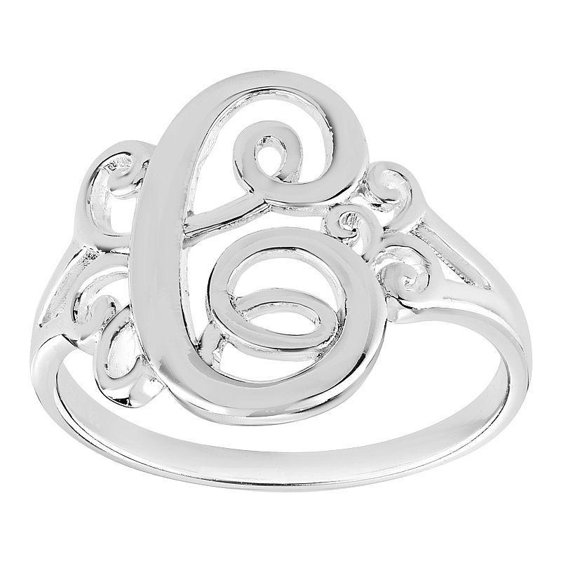 Womens PRIMROSE Sterling silver polished monogram initial B band ring size 7., Womens Grey Product Image