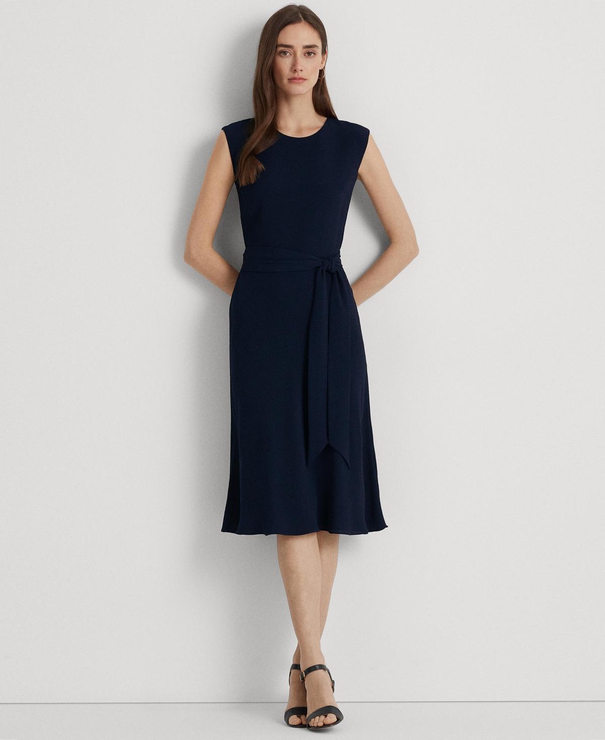 Lauren Ralph Lauren Womens Belted Bubble Crepe Dress Product Image