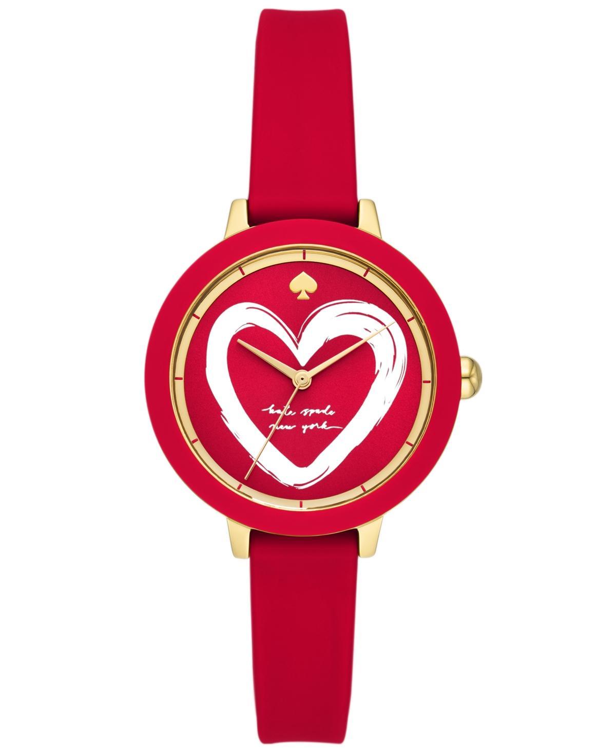 kate spade new york Womens Park Row Three Hand Red Silicone Watch 34mm - Red Product Image