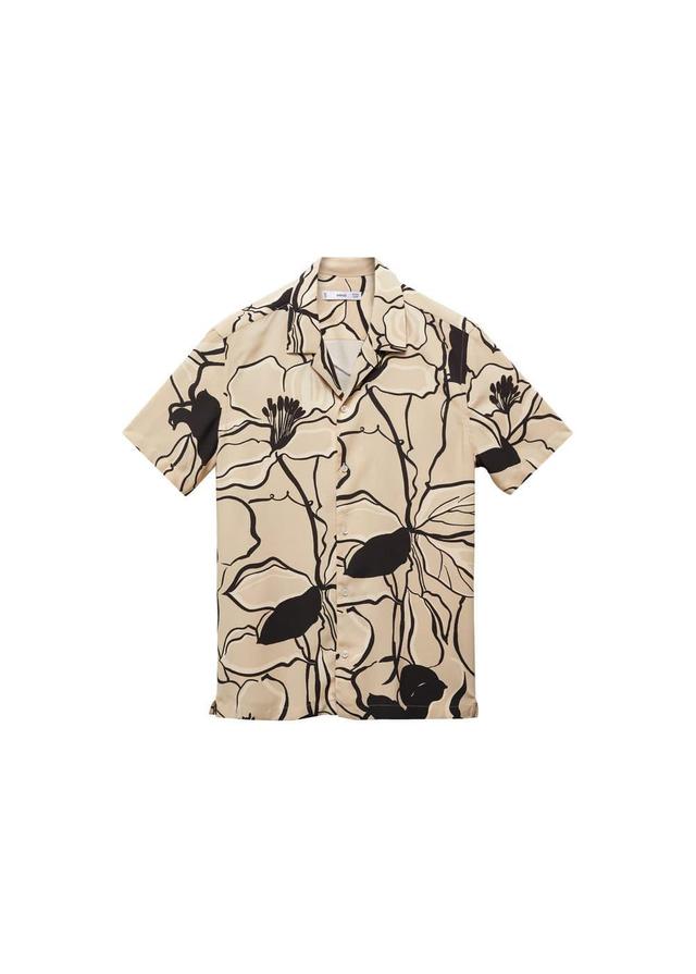 MANGO MAN - Printed fluid regular fit shirt off whiteMen Product Image