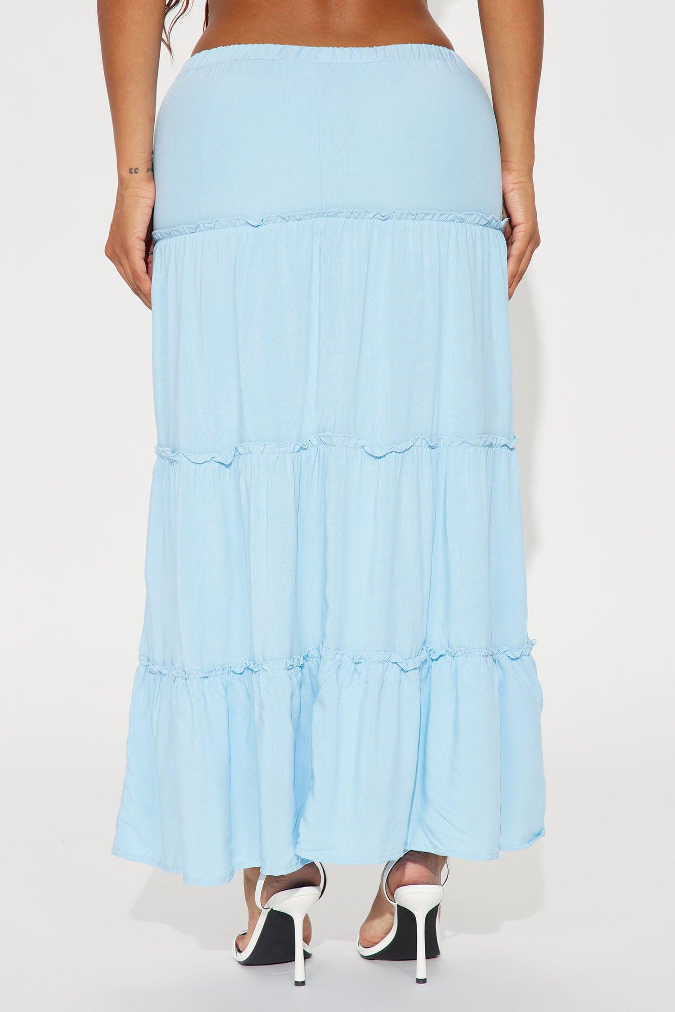 Julieta Tiered Maxi Skirt - Light Blue Product Image