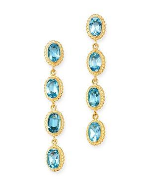 Saks Fifth Avenue Made in Italy Saks Fifth Avenue Women's 14K Gold & Blue Topaz Oval Drop Earrings  - female - Size: one-size Product Image