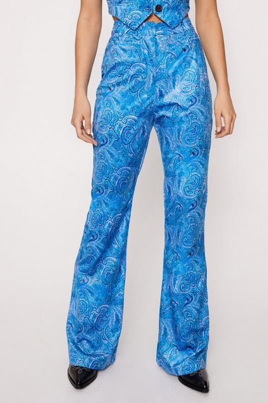 Premium Paisley Velvet Tailored Flare Pants Product Image