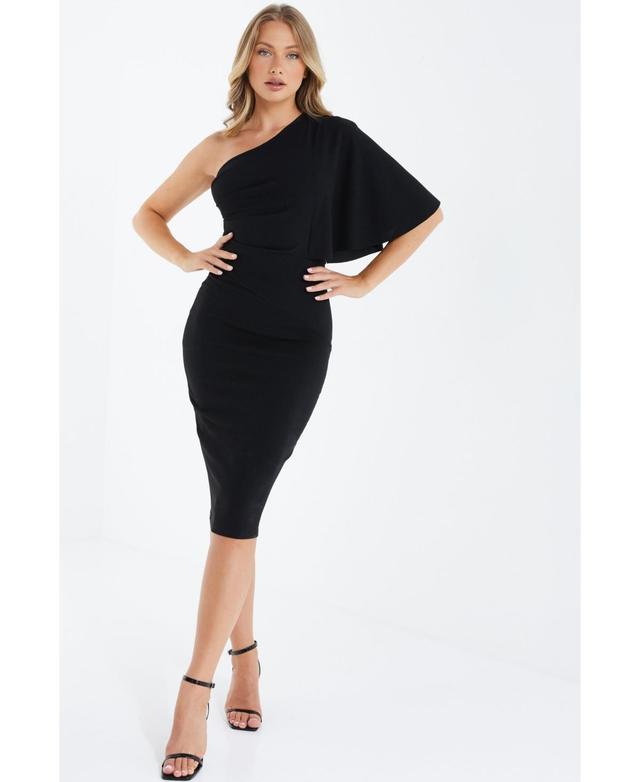 Quiz Womens Scuba Crepe One Shoulder Midi Dress Product Image