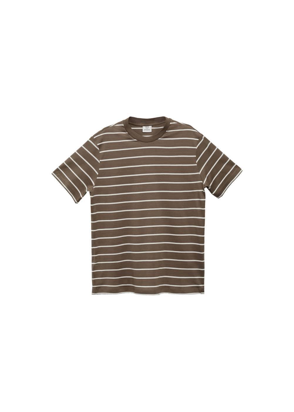 MANGO MAN - Striped cotton T-shirt khakiMen Product Image