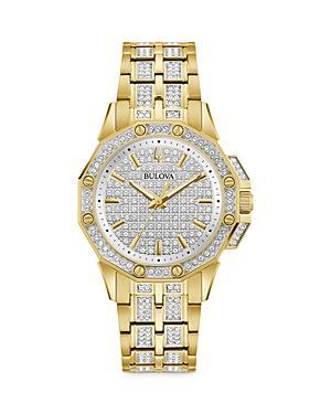 Bulova Women's Crystal Octava Gold-Tone Stainless Steel Bracelet Watch, 36 Millimeter Product Image