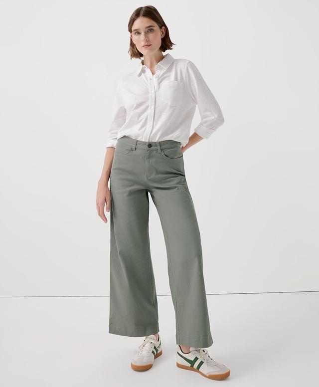 Womens Stretch Twill Denim Wide Leg Pant L Product Image