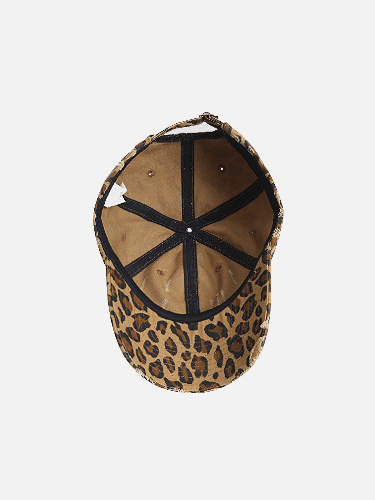 Leopard Print Fringe Washed Cap Product Image