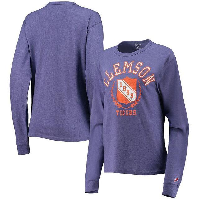 Womens League Collegiate Wear Heathered Clemson Tigers Seal Victory Falls Oversized Tri-Blend Long Sleeve T-Shirt Product Image