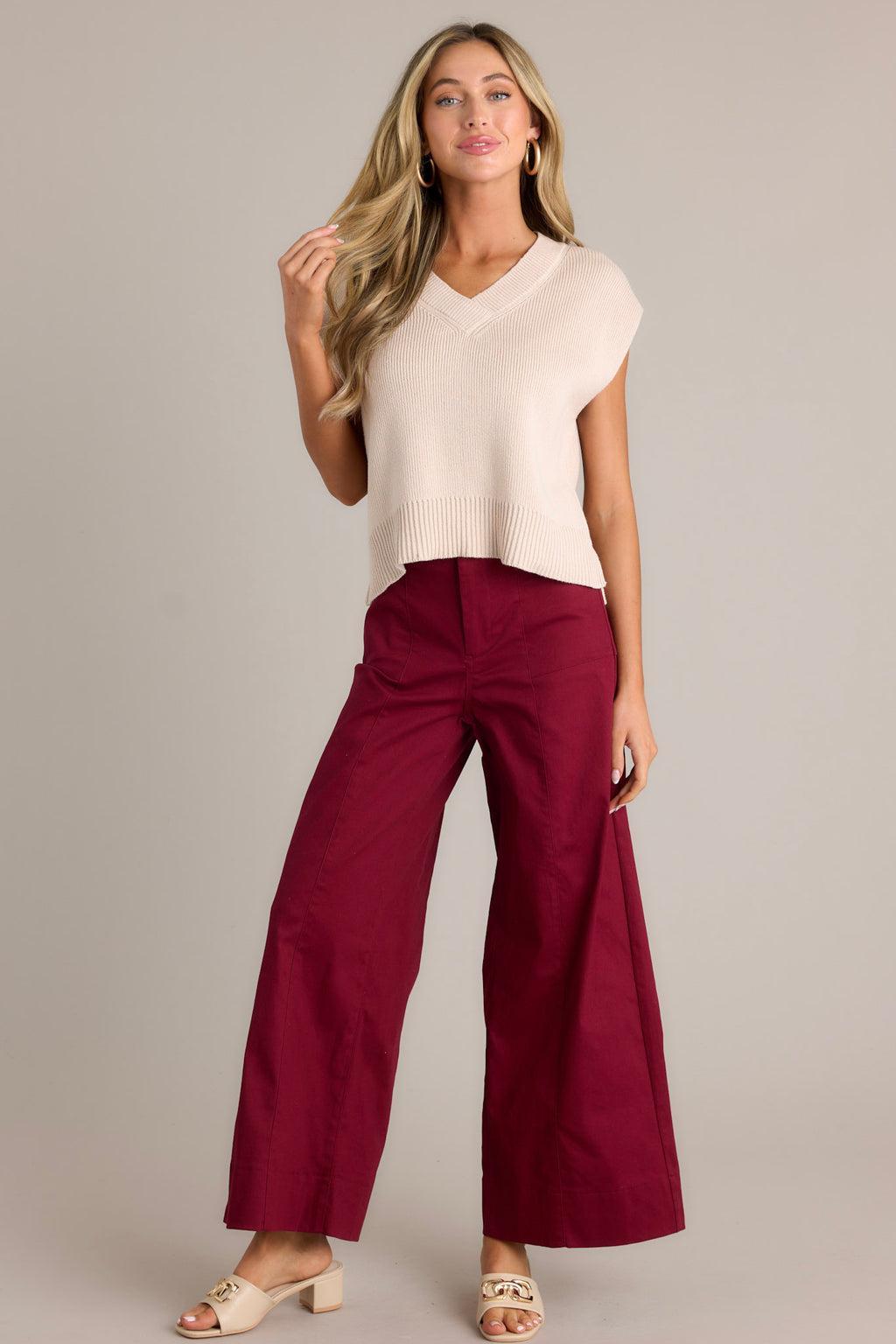 Daylight Glimmer Burgundy Wide Leg Pants Product Image