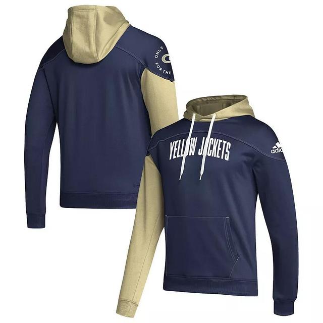 Mens adidas Georgia Tech Yellow Jackets Block Stadium Pullover Hoodie Blue Product Image