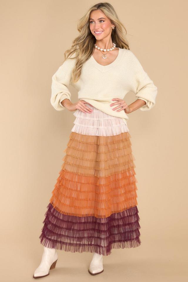 Aura Break Down Walls Dark Rust Maxi Skirt Brown Product Image