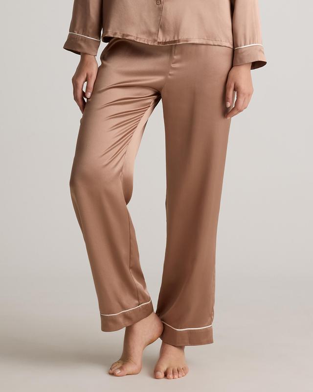 100% Washable Silk Satin Pajama Pant with Piping Product Image