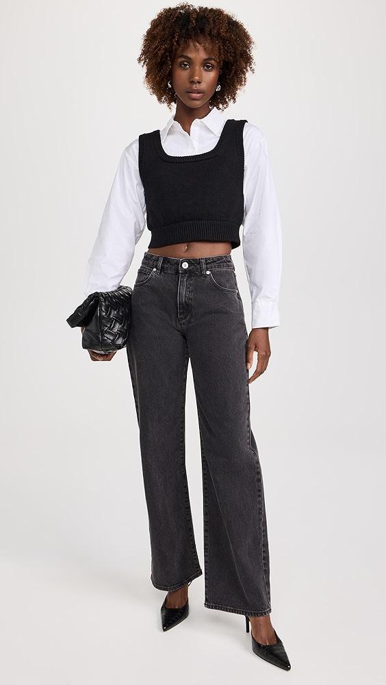 English Factory Cropped Knit Top Over Shirt | Shopbop Product Image