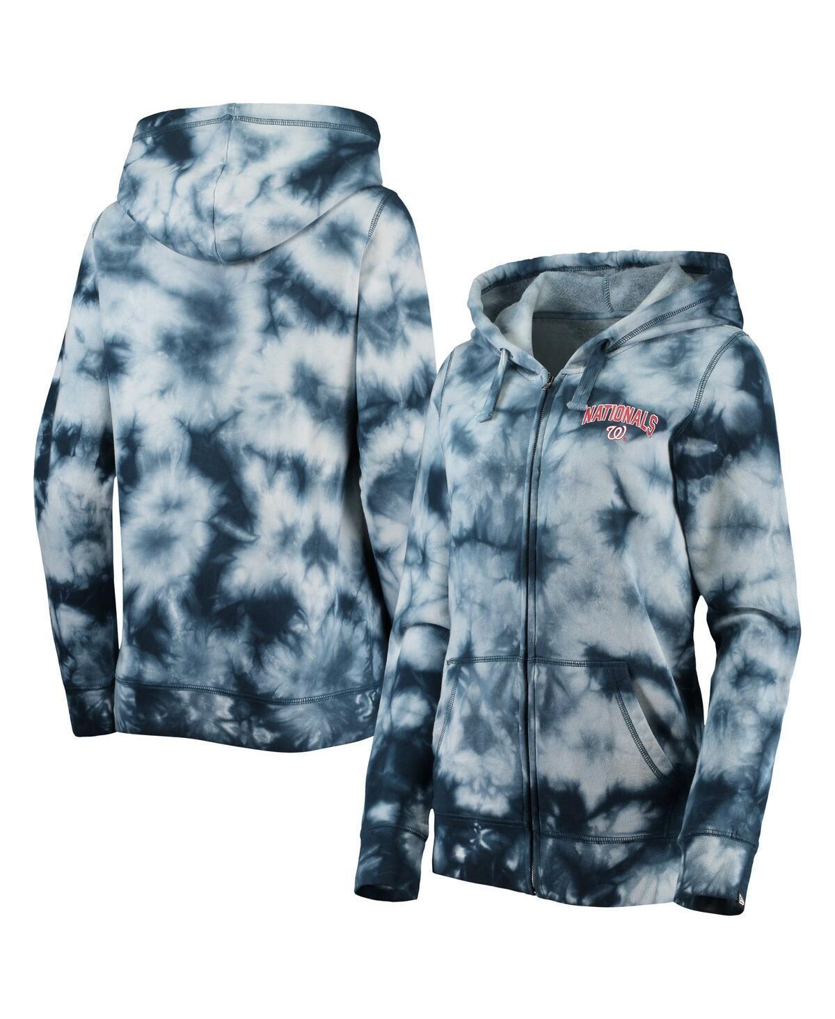 Womens New Era Washington Nationals Tie-Dye Full-Zip Hoodie Blue Product Image